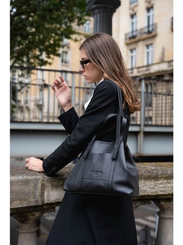 maison héritage PARIS Leder-Schultertasche "Mini Malta" in Schwarz - (B)38 x (H)24 x (T)9 cm