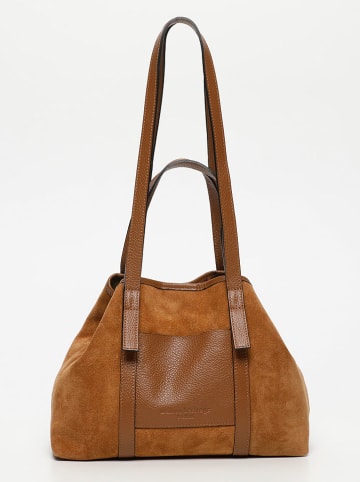 maison héritage PARIS Leder-Schultertasche "Mini Malta" in Hellbraun - (B)38 x (H)24 x (T)9 cm