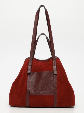 maison héritage PARIS Skórzany shopper bag "Malta" w kolorze czerwonym - 52 x 31 cm