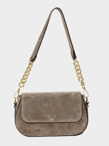 maison héritage PARIS Leder-Schultertasche "Albi" in Taupe - (B)24 x (H)14 x (T)6 cm