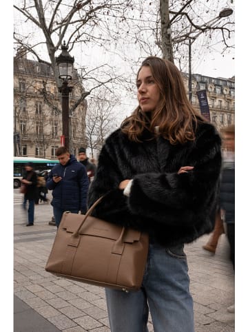 maison héritage PARIS Leder-Henkeltasche "Elara" in Hellbraun - (B)35 x (H)26 x (T)12 cm