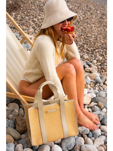maison héritage PARIS Leder-Henkeltasche "Milo" in Beige - (B)36 x (H)27 x (T)18 cm