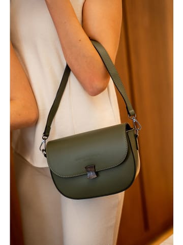 maison héritage PARIS Leder-Schultertasche "Nelly" in Khaki - (B)21 x (H)15 x (T)7 cm