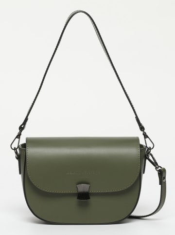 maison héritage PARIS Leder-Schultertasche "Nelly" in Khaki - (B)21 x (H)15 x (T)7 cm