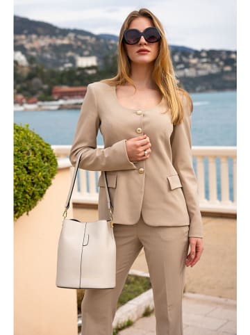 maison héritage PARIS Leder-Schultertasche "Bruna" in Creme - (B)26,5 x (H)23 x (T)16 cm
