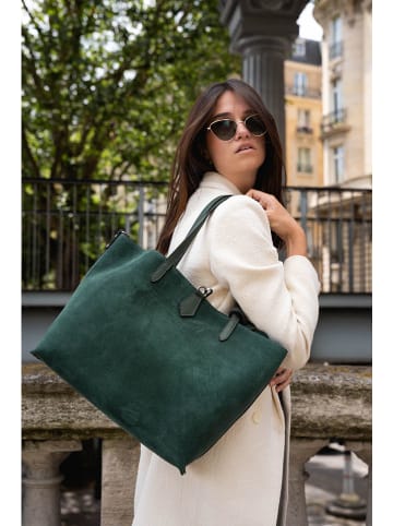 maison héritage PARIS Leder-Schultertasche "Elix" in Grün - (B)36 x (H)30 x (T)11 cm