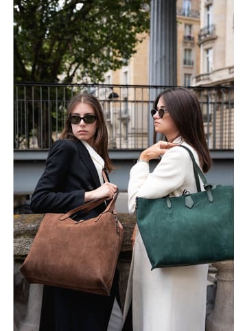 maison héritage PARIS Leder-Schultertasche "Elix" in Grün - (B)36 x (H)30 x (T)11 cm