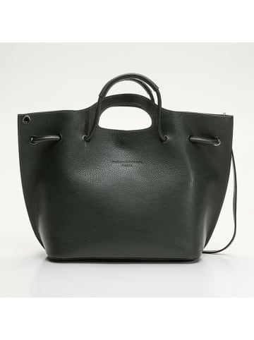 maison héritage PARIS Skórzany shopper bag "Prun" w kolorze ciemnozielonym - 41 x 26 x 16 cm