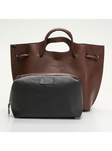 maison héritage PARIS Leren shopper "Prun" bruin - (B)41 x (H)26 x (D)16 cm