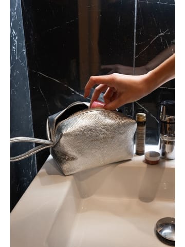 maison héritage PARIS Leder-Kosmetiktasche "Aby" in Silber - (B)21 x (H)12 x (T)9 cm