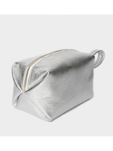maison héritage PARIS Skórzana kosmetyczka "Aby" w kolorze srebrnym - 21 x 12 x 9 cm