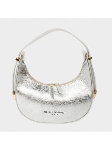 maison héritage PARIS Leder-Schultertasche "Blois" in Silber - (B)22 x (H)20 x (T)7 cm