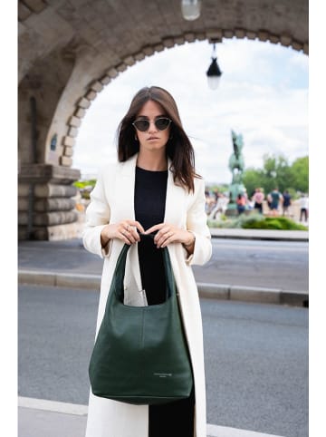 maison héritage PARIS Leder-Shopper "Rebe" in Dunkelgrün - (B)45 x (H)33 x (T)15 cm