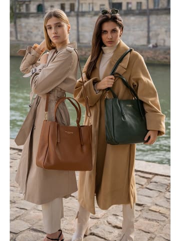 maison héritage PARIS Leder-Schultertasche "Myriam" in Dunkelgrün - (B)35 x (H)30 x (T)13 cm