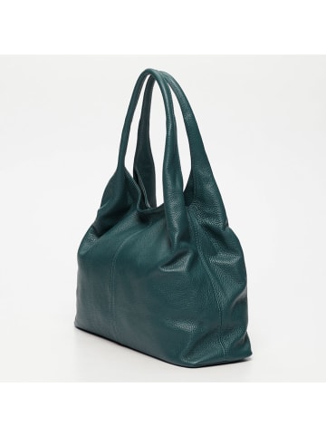 maison héritage PARIS Leder-Schultertasche "Tikki" in Dunkelgrün - (B)40 x (H)28 x (T)14 cm