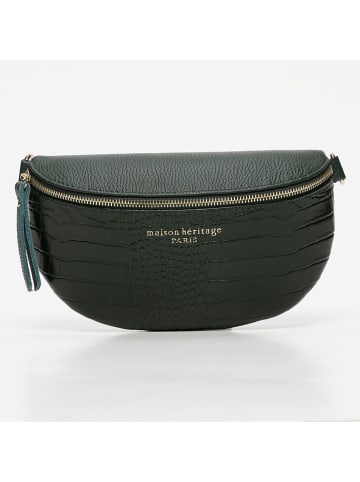 maison héritage PARIS Leder-Brustbeutel "Kimi Croco" in Dunkelgrün - (B)28 x (H)15 x (T)5 cm