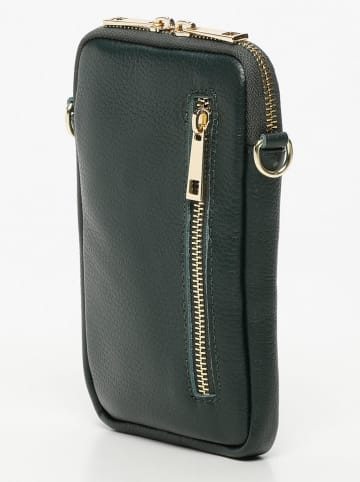 maison héritage PARIS Leder-Handytasche "Laila" in Dunkelgrün - (B)11 x (H)18 cm