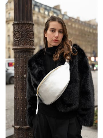 maison héritage PARIS Skórzana saszetka "Rachel" w kolorze srebrnym - 34 x 17 cm