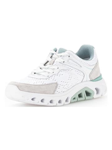 Gabor Leder-Sneakers in Weiß/ Hellblau/ Grau