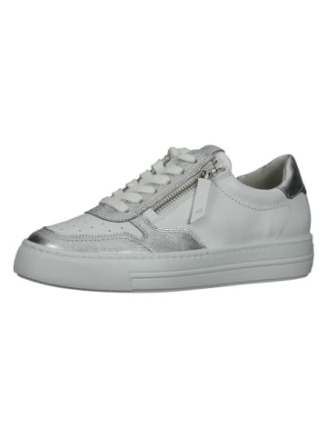 Paul Green Leder-Sneakers in Weiß/ Silber