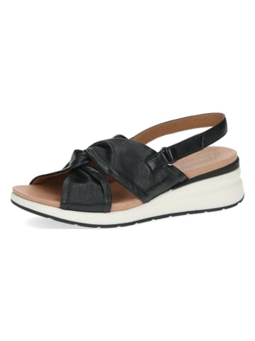 Caprice Leder-Keilsandaletten in Schwarz