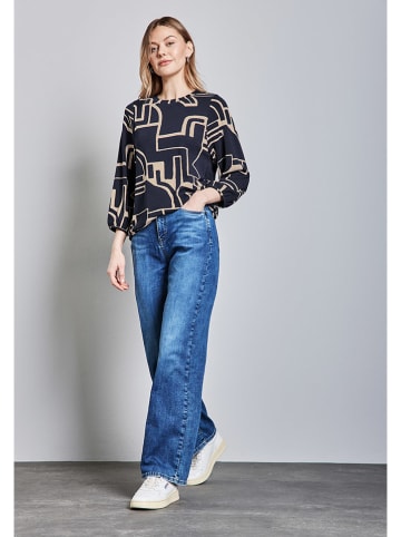 Street One Bluse in Dunkelblau/Creme