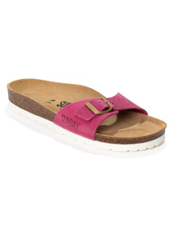 Sunbay Leren slippers "Jasmin" fuchsia