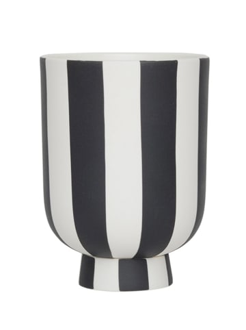 OYOY living design Blumentopf ''Toppu'' in Weiß/ Schwarz - (H)11 x Ø 8 cm