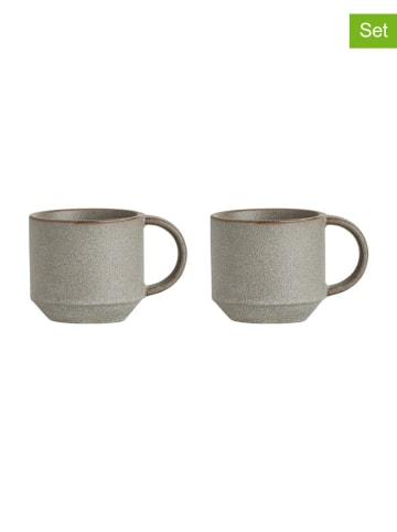 OYOY living design 2er-Set: Tassen ''Yuka'' in Grau - (B)8 x (H)7,5 x (T)11 cm