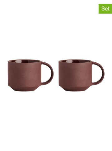 OYOY living design 2er-Set: Tassen ''Yuka'' in Braun - (B)8 x (H)7,5 x (T)11 cm