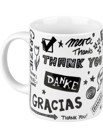 Könitz 2er-Set: Kaffeetassen "Danke" in Weiß/ Schwarz/ Rot - 300 ml
