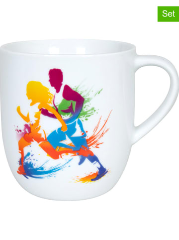 Könitz Kubki jumbo (2 szt.) "Active - Running" w kolorze białym ze wzorem - 580 ml