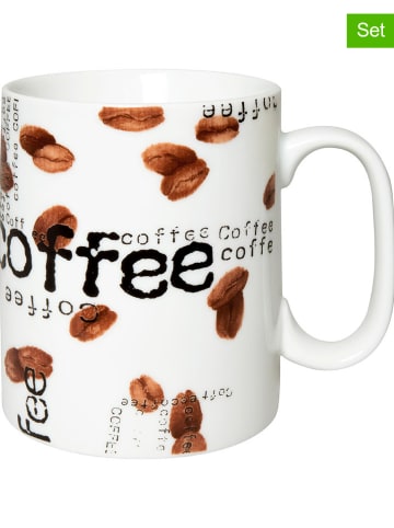Könitz 2er-Set: Kaffeetassen "Coffee Collage" in Weiß/ Braun - 490 ml