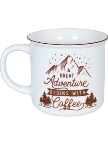 Könitz 2-delige set: mokken "Camper Coffee" wit/bruin - 380 ml