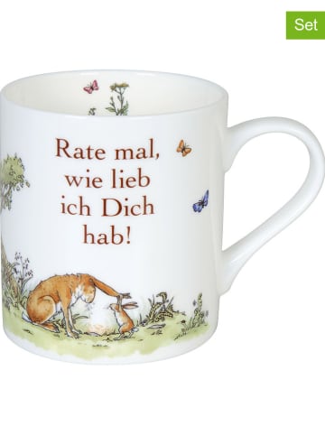 Könitz 2er-Set: Kaffeetassen "Rate Mal Wie Lieb Ich Dich Hab" in Weiß - 385 ml