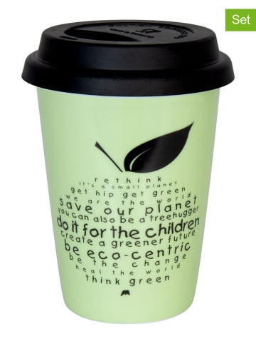 Könitz 2er-Set: To-Go-Becher "Eco - Rethink" in Grün/ Schwarz - 380 ml