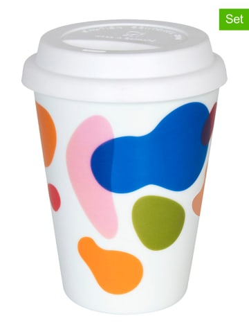 Könitz 2-delige set: to-go bekers "Flow" wit/blauw/oranje - 380 ml