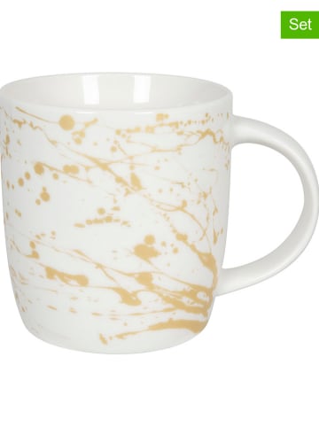 Könitz 2-delige set: mokken "Golden Splash" wit/goudkleurig - 400 ml