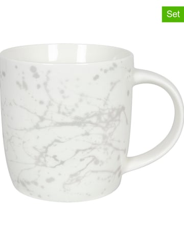 Könitz 2-delige set: mokken "Silver Splash" wit/zilverkleurig - 400 ml