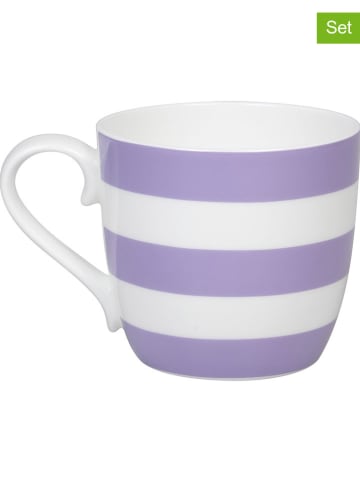 Könitz 2er-Set: Jumbotassen "Stripes" in Weiß/ Lila - 425 ml