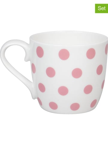 Könitz 2-delige set: mokken "Dots" wit/lichtroze - 425 ml