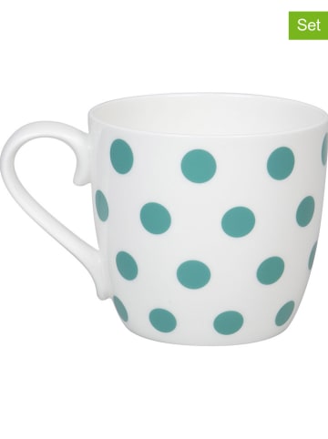 Könitz 2-delige set: mokken "Dots" wit/mintgroen - 425 ml