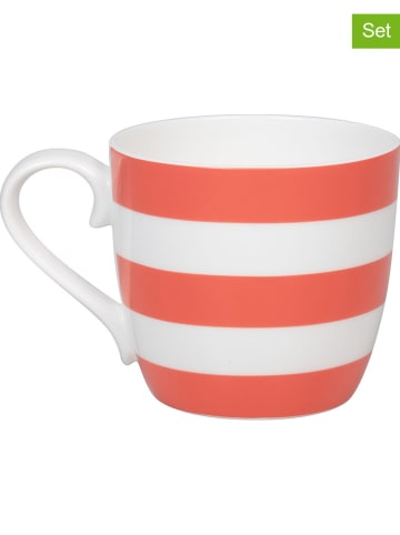 Könitz 2er-Set: Jumbotassen "Stripes" in Weiß/ Rot - 425 ml