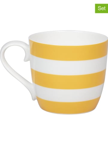 Könitz 2er-Set: Jumbotassen "Stripes" in Weiß/ Gelb - 425 ml