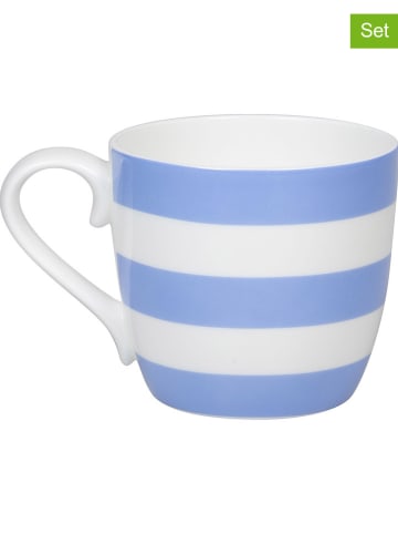 Könitz Kubki jumbo (2 szt.) "Stripes" w kolorze biało-niebieskim - 425 ml