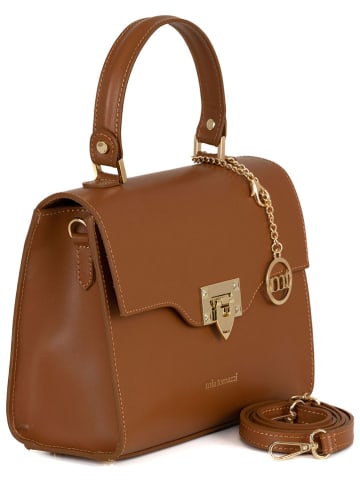 Mia Tomazzi Leren handtas lichtbruin - (B)25 x (H)20 x (D)11 cm