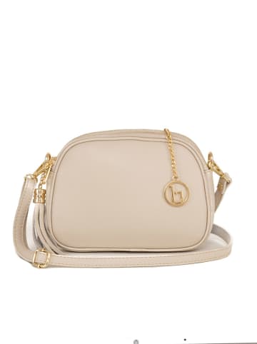 Lia Biassoni Leder-Umhängetasche "Flumendosa" in Beige - (B)23 x (H)17 x (T)7 cm