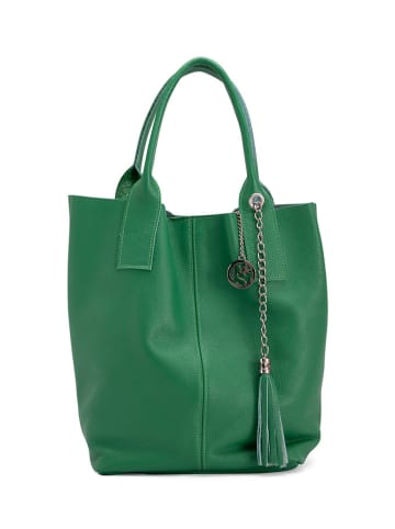Pia Sassi Leder-Shopper "Monte Cimone" in Grün - (B)28 x (H)35 x (T)17 cm