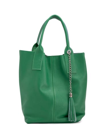 Pia Sassi Leder-Shopper "Monte Cimone" in Grün - (B)28 x (H)35 x (T)17 cm