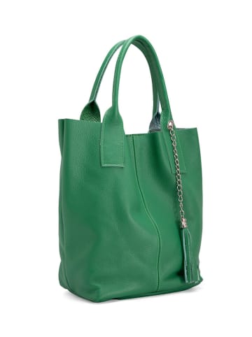 Pia Sassi Leder-Shopper "Monte Cimone" in Grün - (B)28 x (H)35 x (T)17 cm